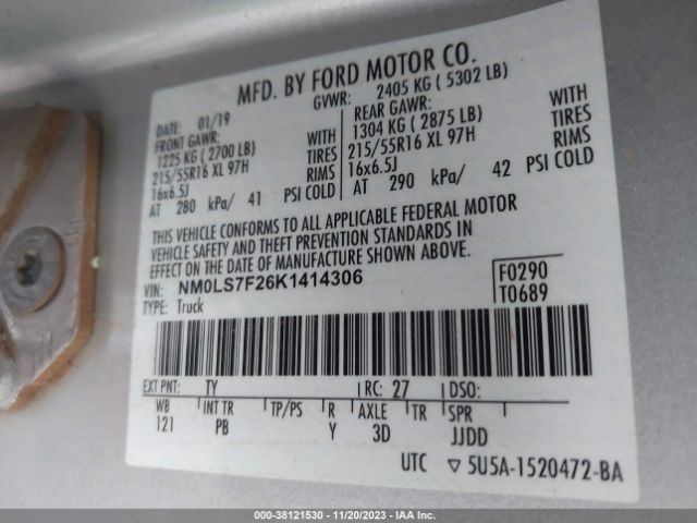 Photo 8 VIN: NM0LS7F26K1414306 - FORD TRANSIT CONNECT 