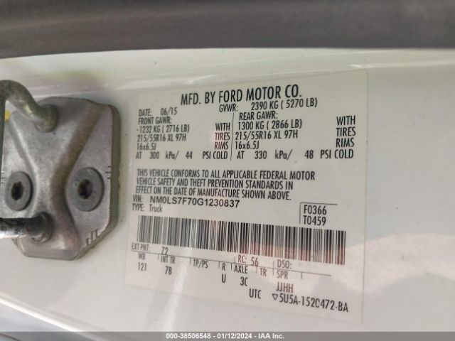 Photo 8 VIN: NM0LS7F70G1230837 - FORD TRANSIT CONNECT 