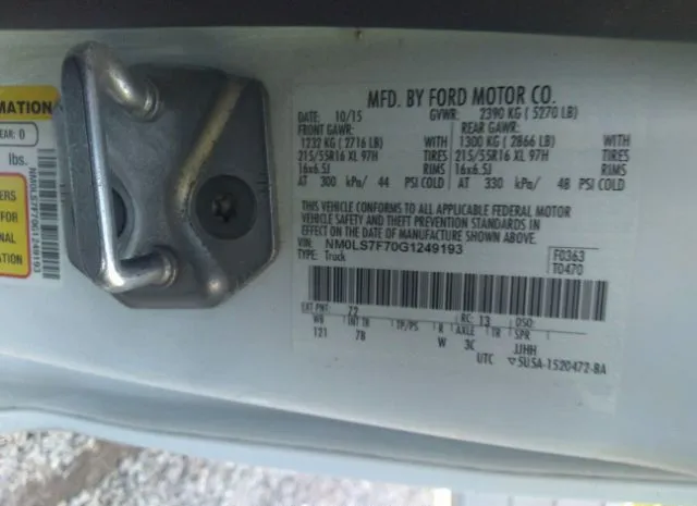 Photo 8 VIN: NM0LS7F70G1249193 - FORD TRANSIT CONNECT 