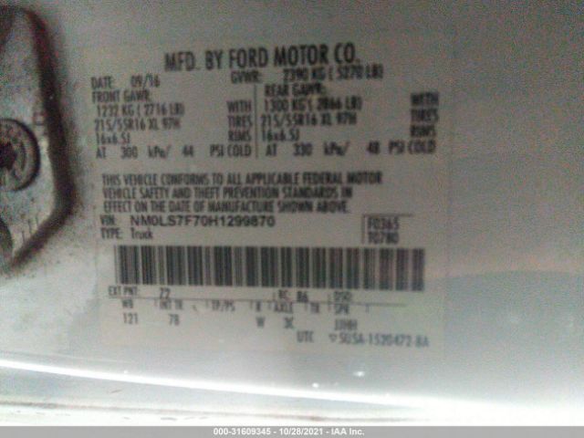 Photo 8 VIN: NM0LS7F70H1299870 - FORD TRANSIT CONNECT VAN 