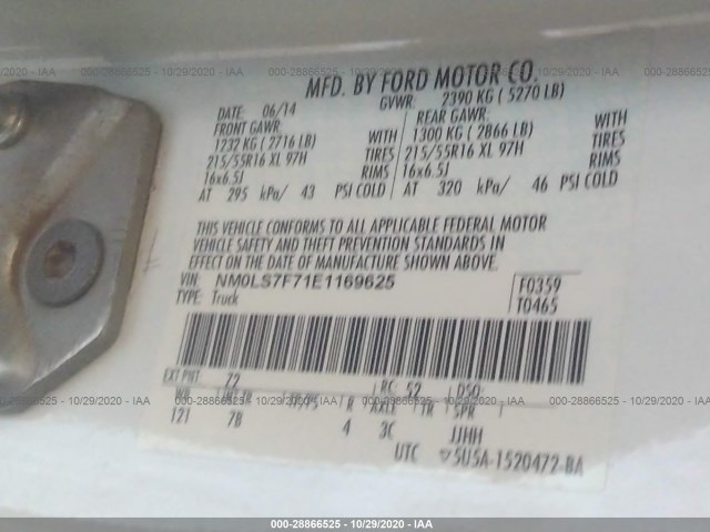 Photo 8 VIN: NM0LS7F71E1169625 - FORD TRANSIT CONNECT 