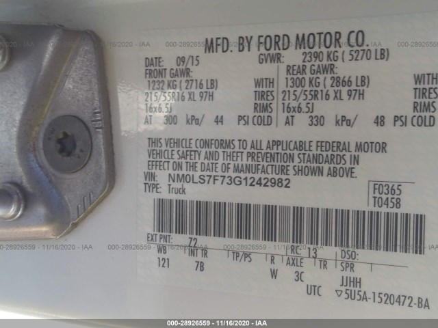 Photo 8 VIN: NM0LS7F73G1242982 - FORD TRANSIT CONNECT 