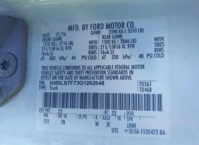 Photo 8 VIN: NM0LS7F73G1262648 - FORD TRANSIT CONNECT 