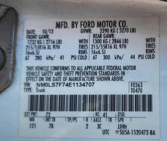 Photo 9 VIN: NM0LS7F74E1134707 - FORD TRANSIT CO 