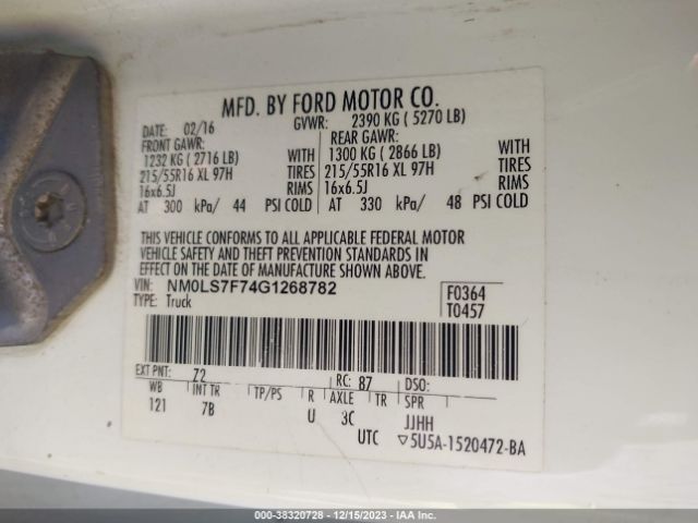 Photo 8 VIN: NM0LS7F74G1268782 - FORD TRANSIT CONNECT 