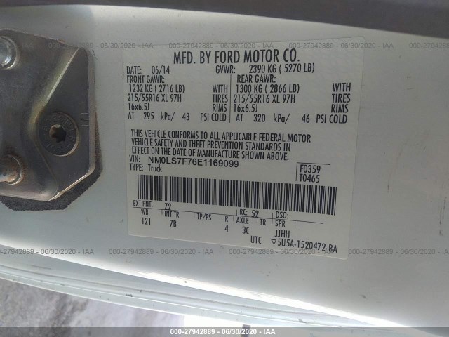 Photo 8 VIN: NM0LS7F76E1169099 - FORD TRANSIT CONNECT 