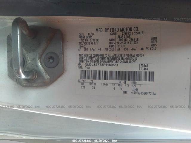 Photo 8 VIN: NM0LS7F78F1189551 - FORD TRANSIT CONNECT 