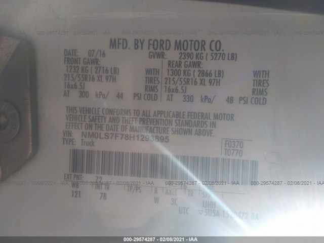 Photo 8 VIN: NM0LS7F78H1293895 - FORD TRANSIT CONNECT VAN 