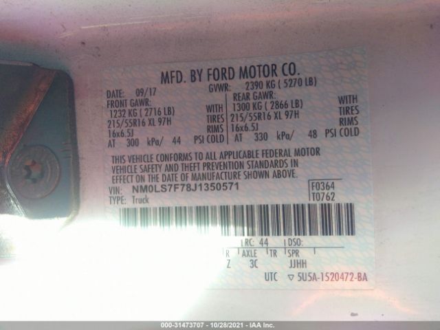 Photo 8 VIN: NM0LS7F78J1350571 - FORD TRANSIT CONNECT VAN 