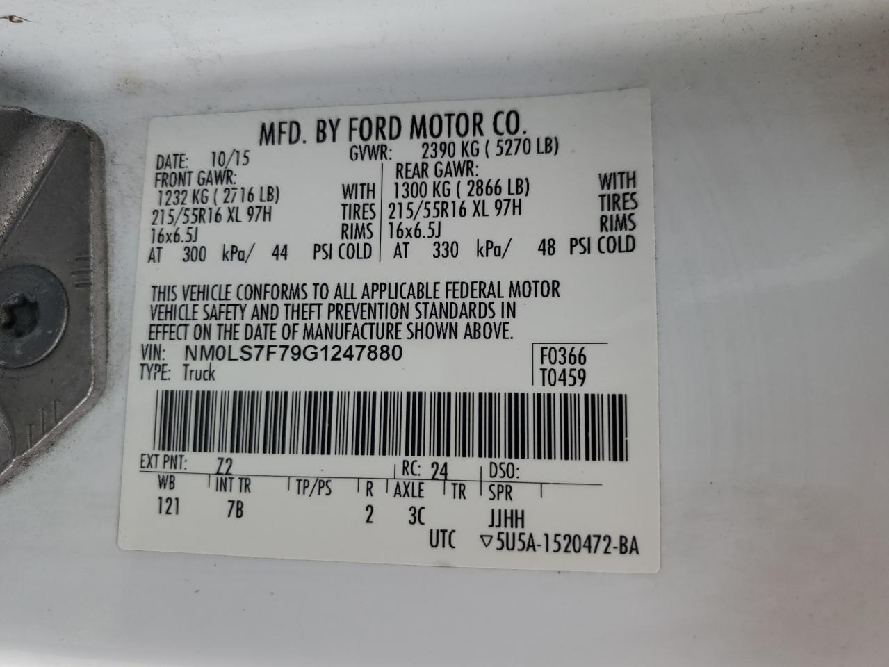 Photo 12 VIN: NM0LS7F79G1247880 - FORD TRANSIT 