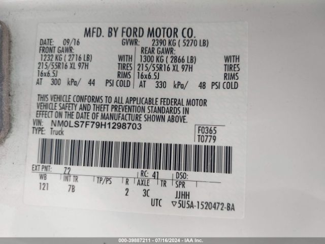 Photo 8 VIN: NM0LS7F79H1298703 - FORD TRANSIT CONNECT 