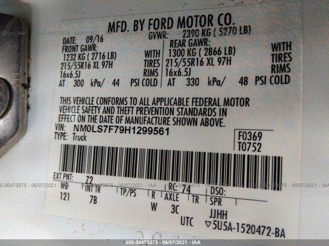 Photo 8 VIN: NM0LS7F79H1299561 - FORD TRANSIT CONNECT VAN 