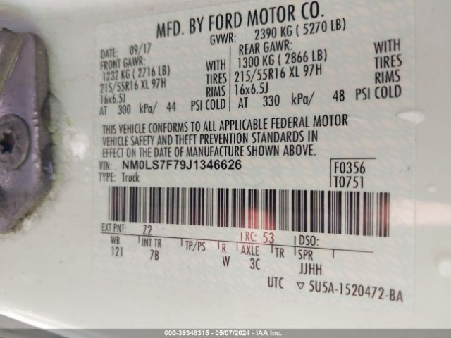 Photo 8 VIN: NM0LS7F79J1346626 - FORD TRANSIT CONNECT 