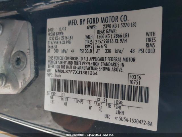 Photo 8 VIN: NM0LS7F7XJ1361264 - FORD TRANSIT CONNECT 