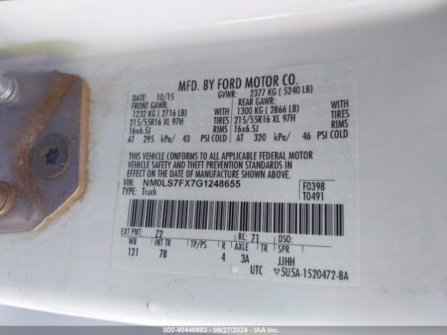 Photo 8 VIN: NM0LS7FX7G1248655 - FORD TRANSIT CONNECT 