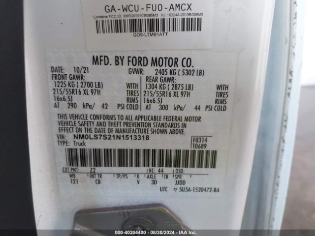 Photo 8 VIN: NM0LS7S21N1513318 - FORD TRANSIT CONNECT 