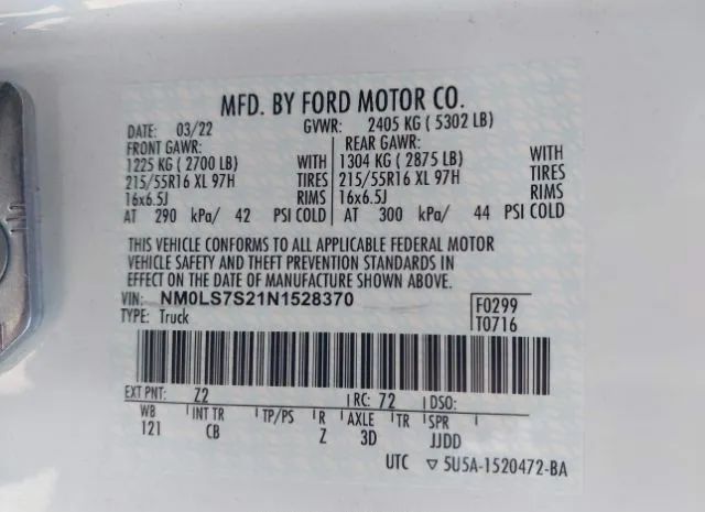 Photo 8 VIN: NM0LS7S21N1528370 - FORD TRANSIT CONNECT VAN 