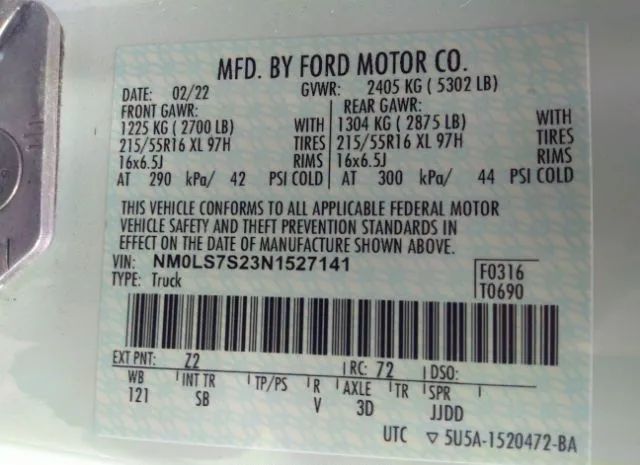 Photo 8 VIN: NM0LS7S23N1527141 - FORD TRANSIT CONNECT VAN 