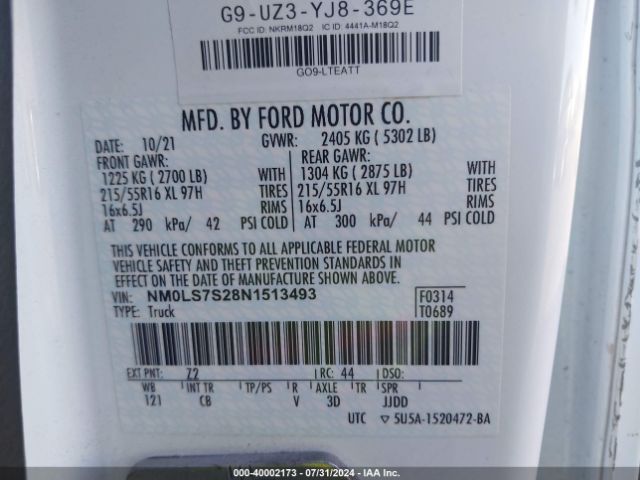 Photo 8 VIN: NM0LS7S28N1513493 - FORD TRANSIT CONNECT 