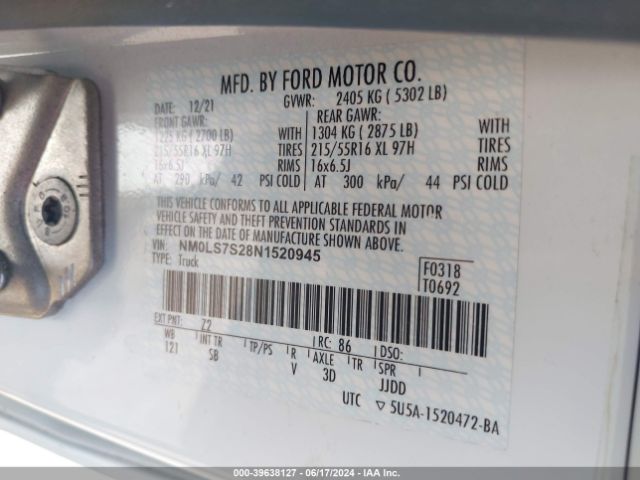 Photo 8 VIN: NM0LS7S28N1520945 - FORD TRANSIT CONNECT 