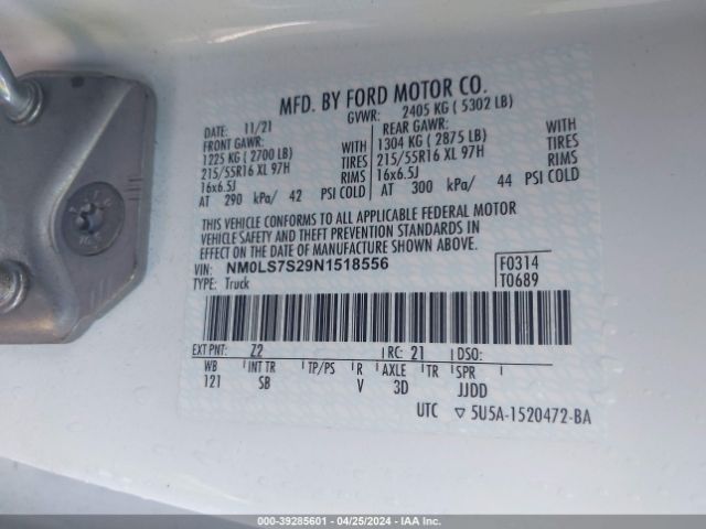 Photo 8 VIN: NM0LS7S29N1518556 - FORD TRANSIT CONNECT 