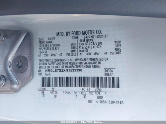 Photo 8 VIN: NM0LS7S2XN1533390 - FORD TRANSIT CONNECT 