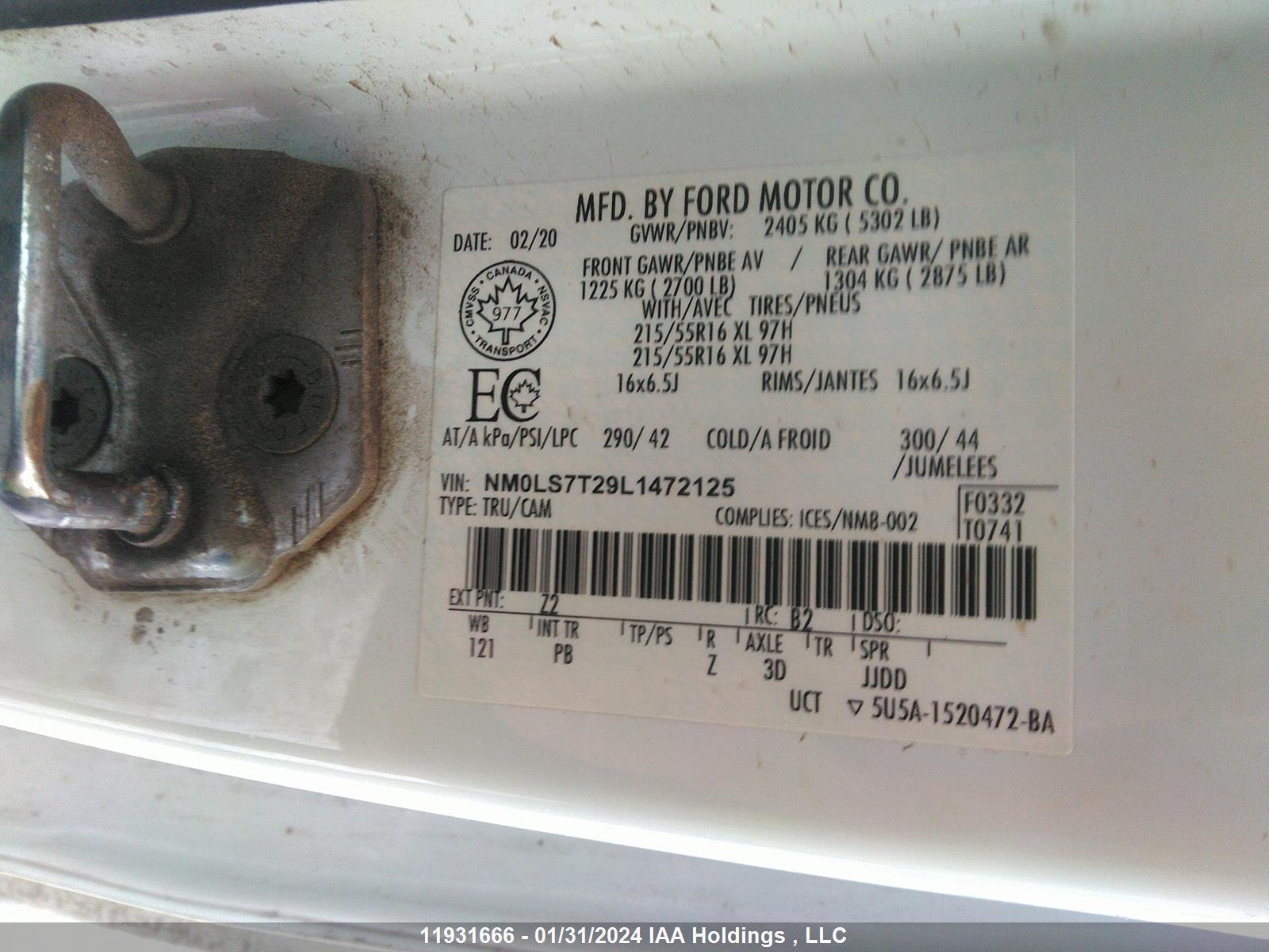 Photo 8 VIN: NM0LS7T29L1472125 - FORD TRANSIT 