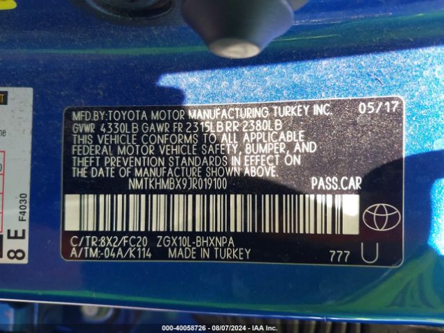 Photo 8 VIN: NMTKHMBX9JR019100 - TOYOTA C-HR 