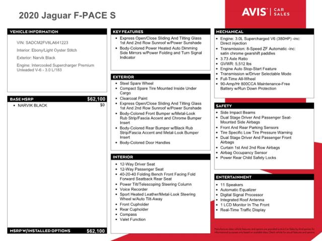 Photo 11 VIN: SADCM2FV8LA641223 - JAGUAR F-PACE S 