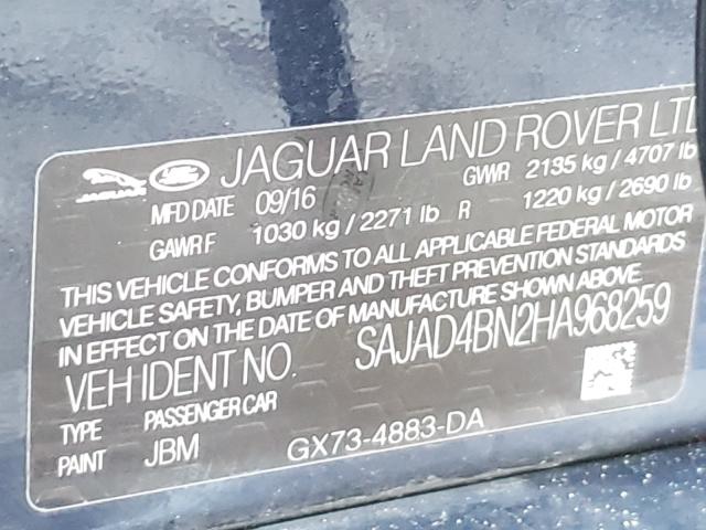 Photo 9 VIN: SAJAD4BN2HA968259 - JAGUAR XE PREMIUM 