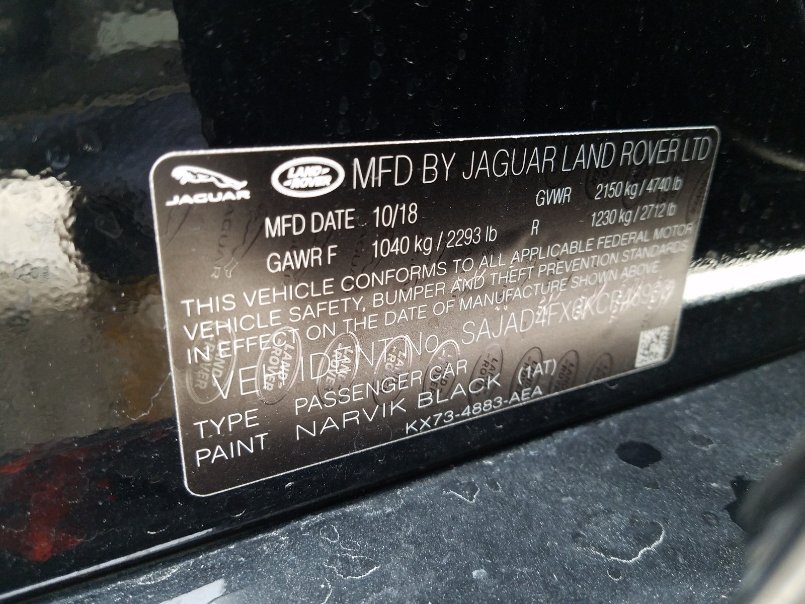 Photo 9 VIN: SAJAD4FX6KCP48906 - JAGUAR XE PREMIUM 