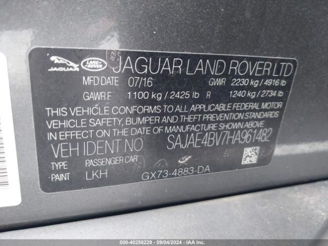 Photo 8 VIN: SAJAE4BV7HA961482 - JAGUAR XE 