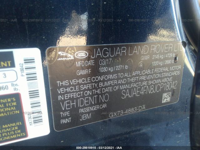 Photo 8 VIN: SAJAE4FN8JCP18042 - JAGUAR XE 