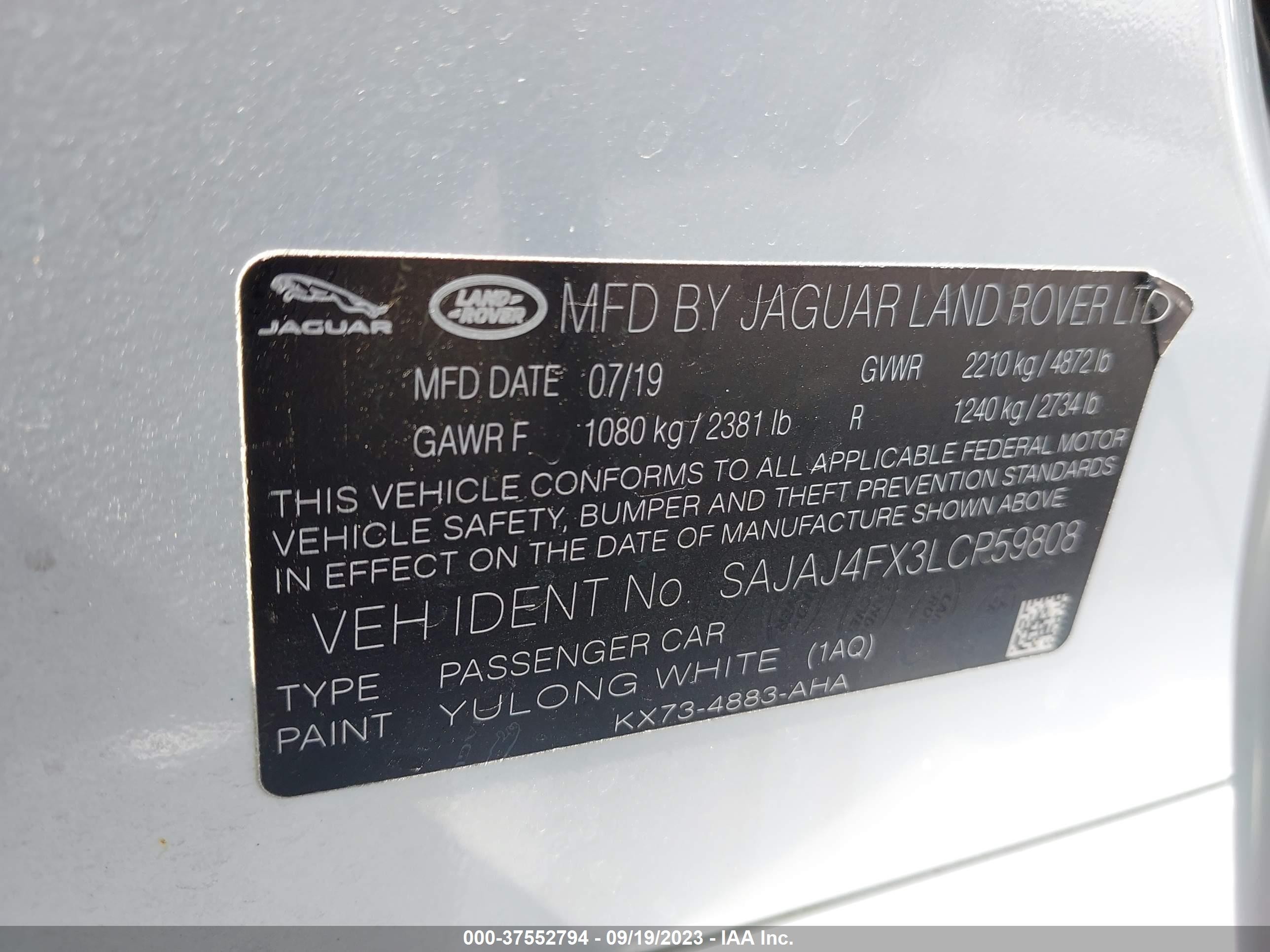 Photo 8 VIN: SAJAJ4FX3LCP59808 - JAGUAR XE 