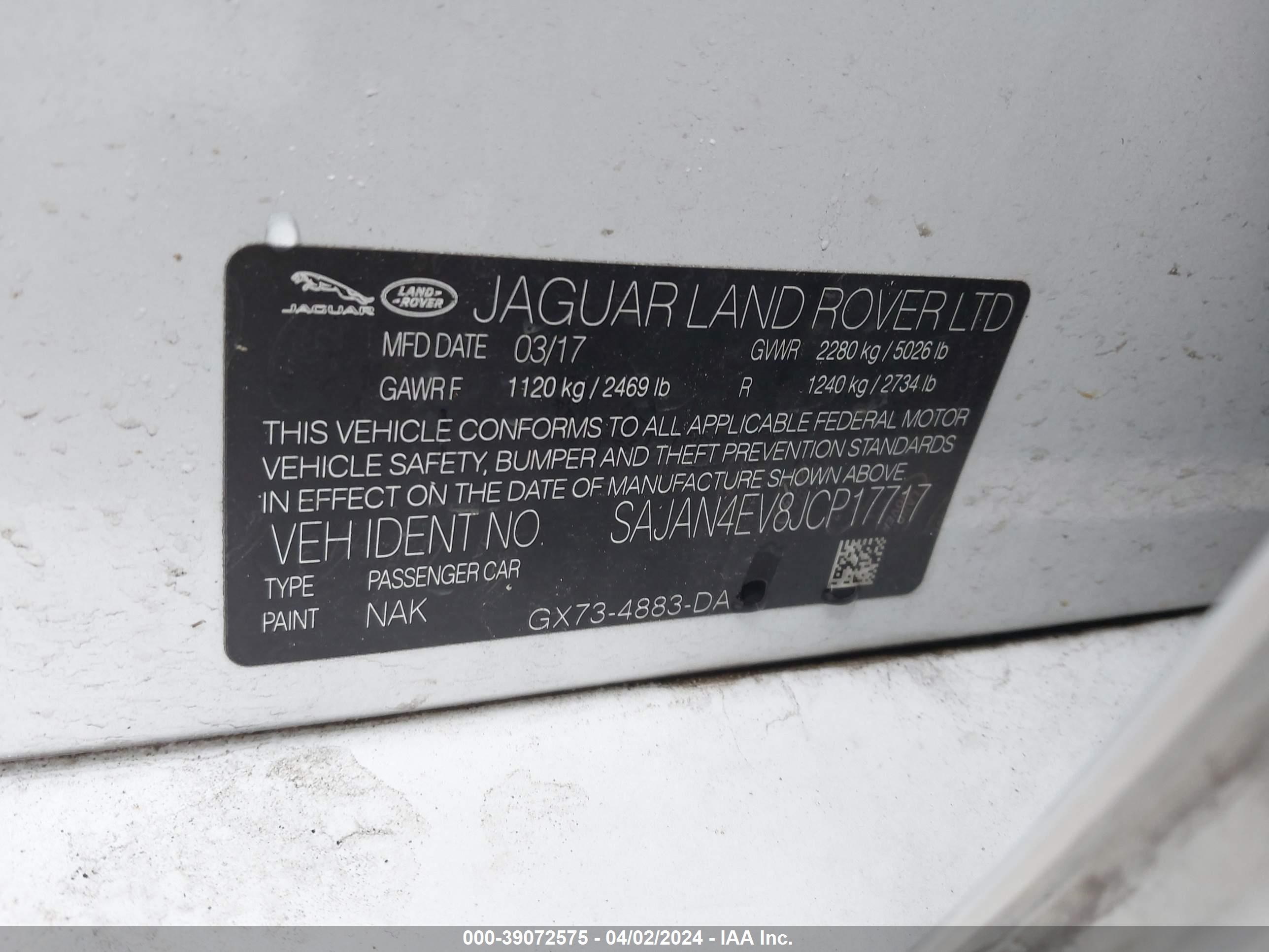 Photo 8 VIN: SAJAN4EV8JCP17717 - JAGUAR XE 