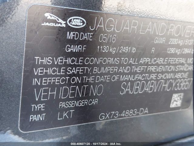 Photo 8 VIN: SAJBD4BV7HCY33657 - JAGUAR XF PREMIUM 