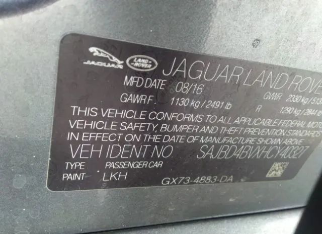 Photo 8 VIN: SAJBD4BVXHCY40327 - JAGUAR XF 