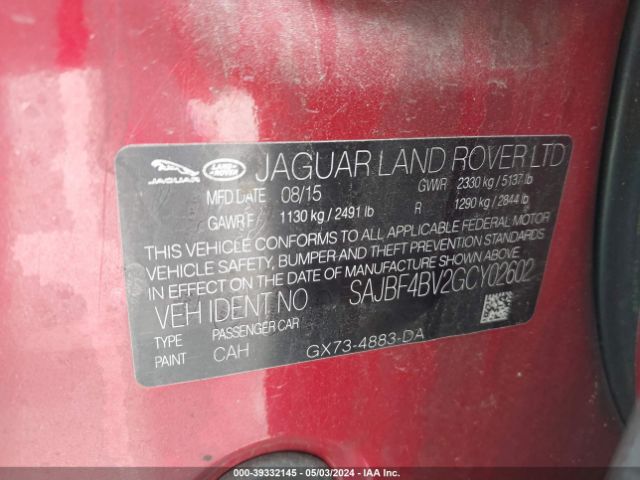 Photo 8 VIN: SAJBF4BV2GCY02602 - JAGUAR XF 