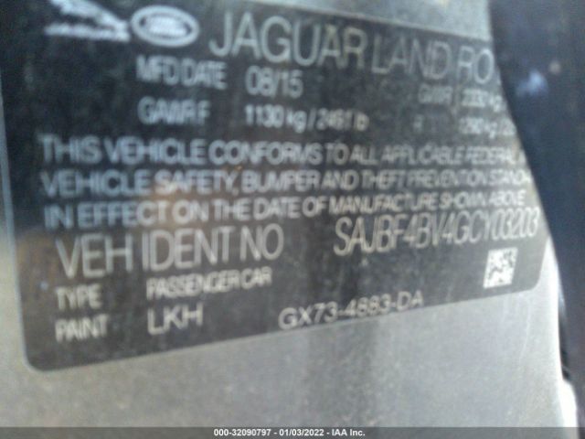 Photo 8 VIN: SAJBF4BV4GCY03203 - JAGUAR XF 