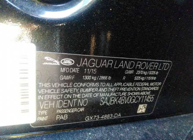 Photo 8 VIN: SAJBK4BV0GCY11455 - JAGUAR XF 