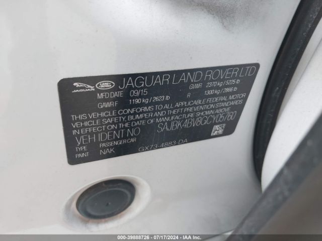 Photo 8 VIN: SAJBK4BV8GCY05760 - JAGUAR XF 