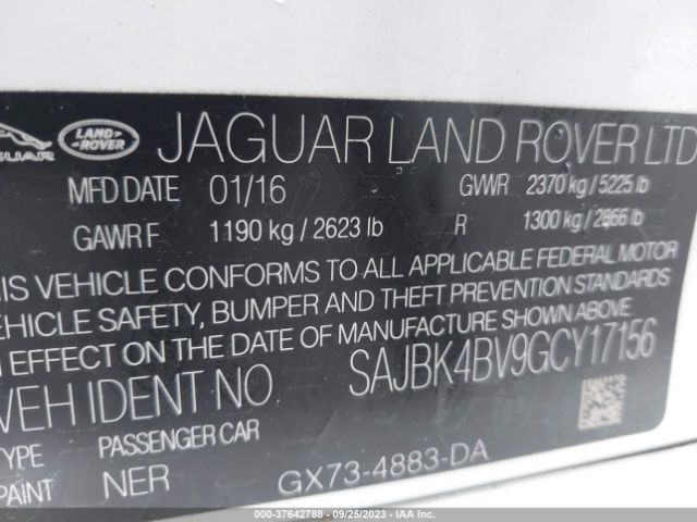 Photo 8 VIN: SAJBK4BV9GCY17156 - JAGUAR XF 