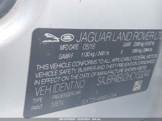 Photo 8 VIN: SAJBR4BV2HCY33244 - JAGUAR XF 