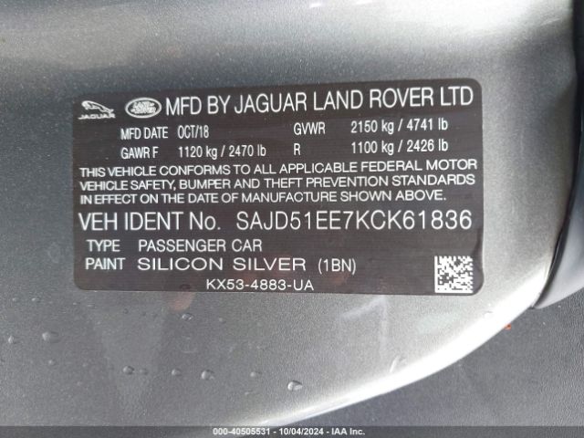 Photo 8 VIN: SAJD51EE7KCK61836 - JAGUAR F-TYPE 