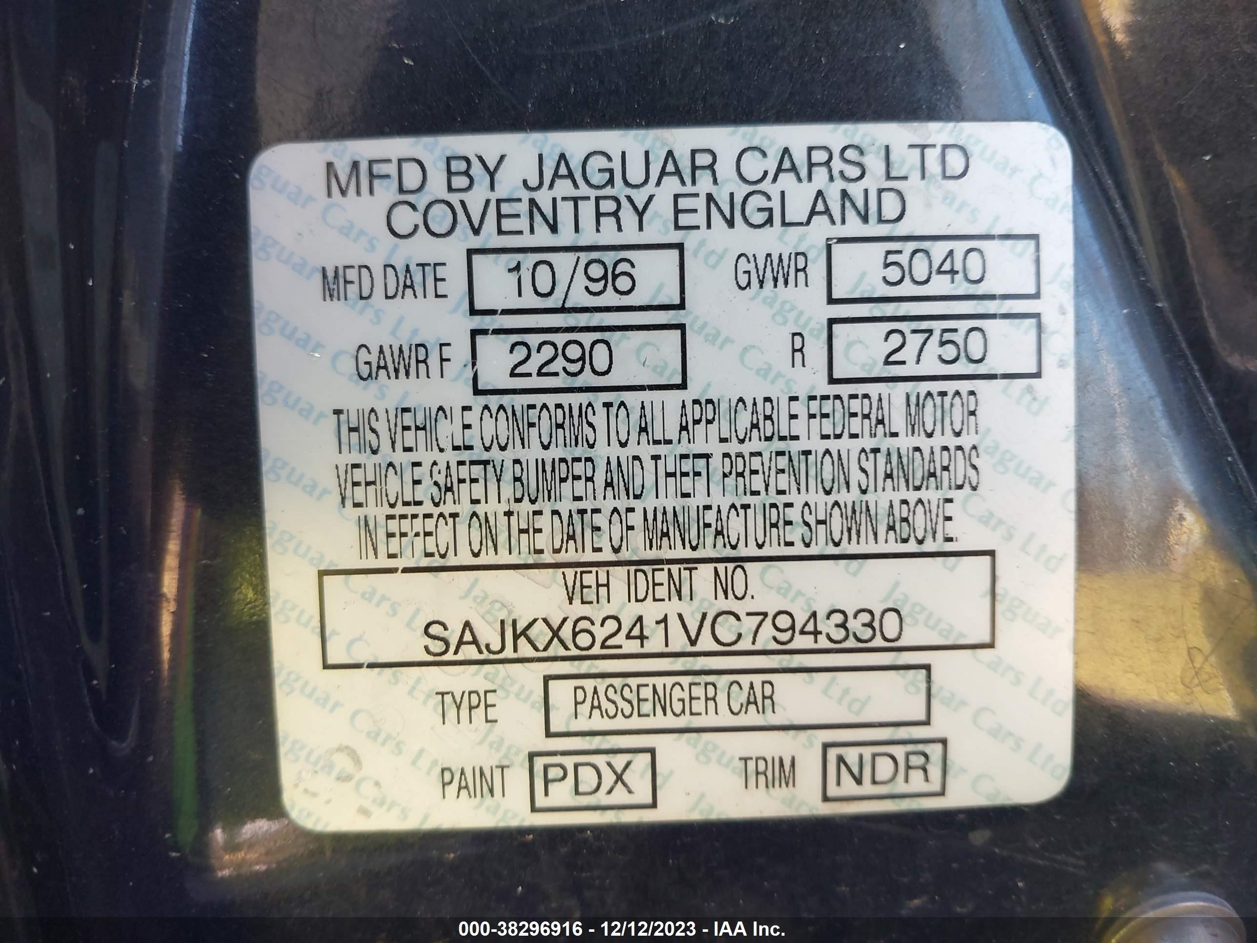 Photo 8 VIN: SAJKX6241VC794330 - JAGUAR XJ 