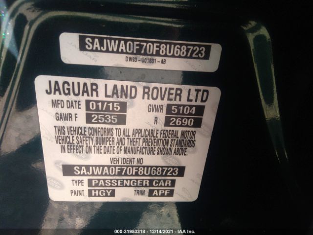 Photo 8 VIN: SAJWA0F70F8U68723 - JAGUAR XF 