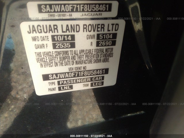 Photo 8 VIN: SAJWA0F71F8U58461 - JAGUAR XF 