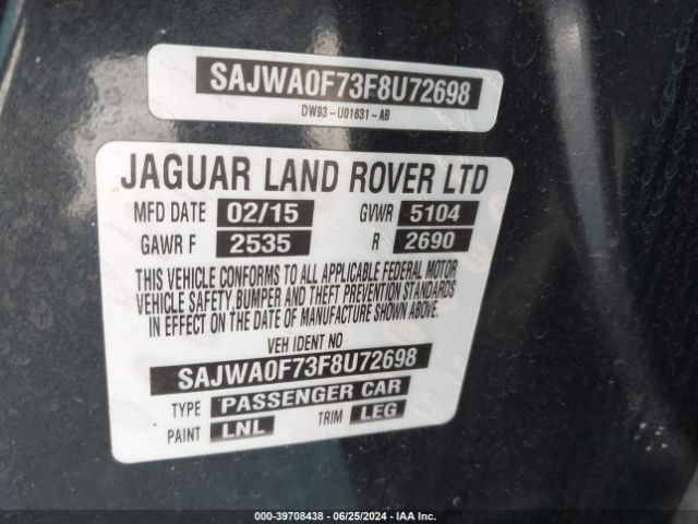 Photo 8 VIN: SAJWA0F73F8U72698 - JAGUAR XF 