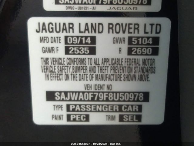 Photo 8 VIN: SAJWA0F79F8U50978 - JAGUAR XF 