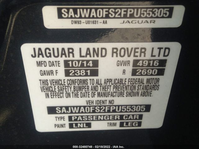 Photo 8 VIN: SAJWA0FS2FPU55305 - JAGUAR XF 